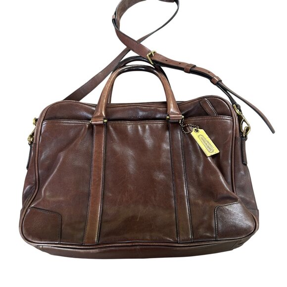 Coach BLEEKER Model 70777 Brown Briefcase Laptop Bag With Shoulder Strap - Picture 1 of 11